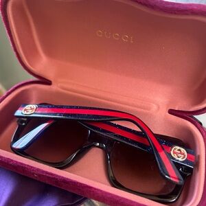 Gucci Sunglasses GG0036SN 004 Havana Glitter Blue and Red Brown Gradient